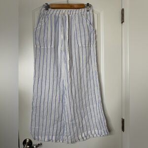 Stark X Striped Blue and White Linen Wide-leg Pants Preloved